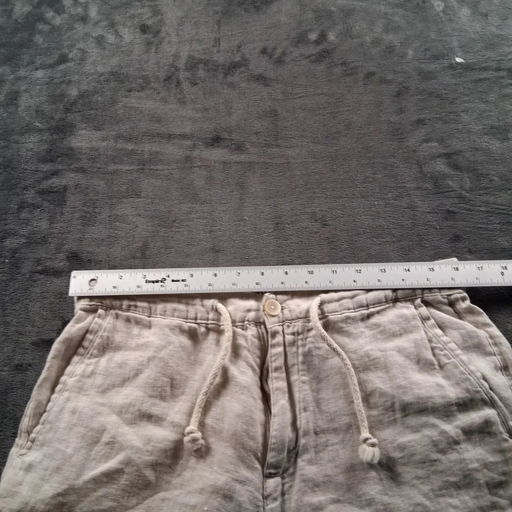 Zara Linen Drawstring Pants Mens 32 Beige Straight Leg Casual Summer Beach 2439